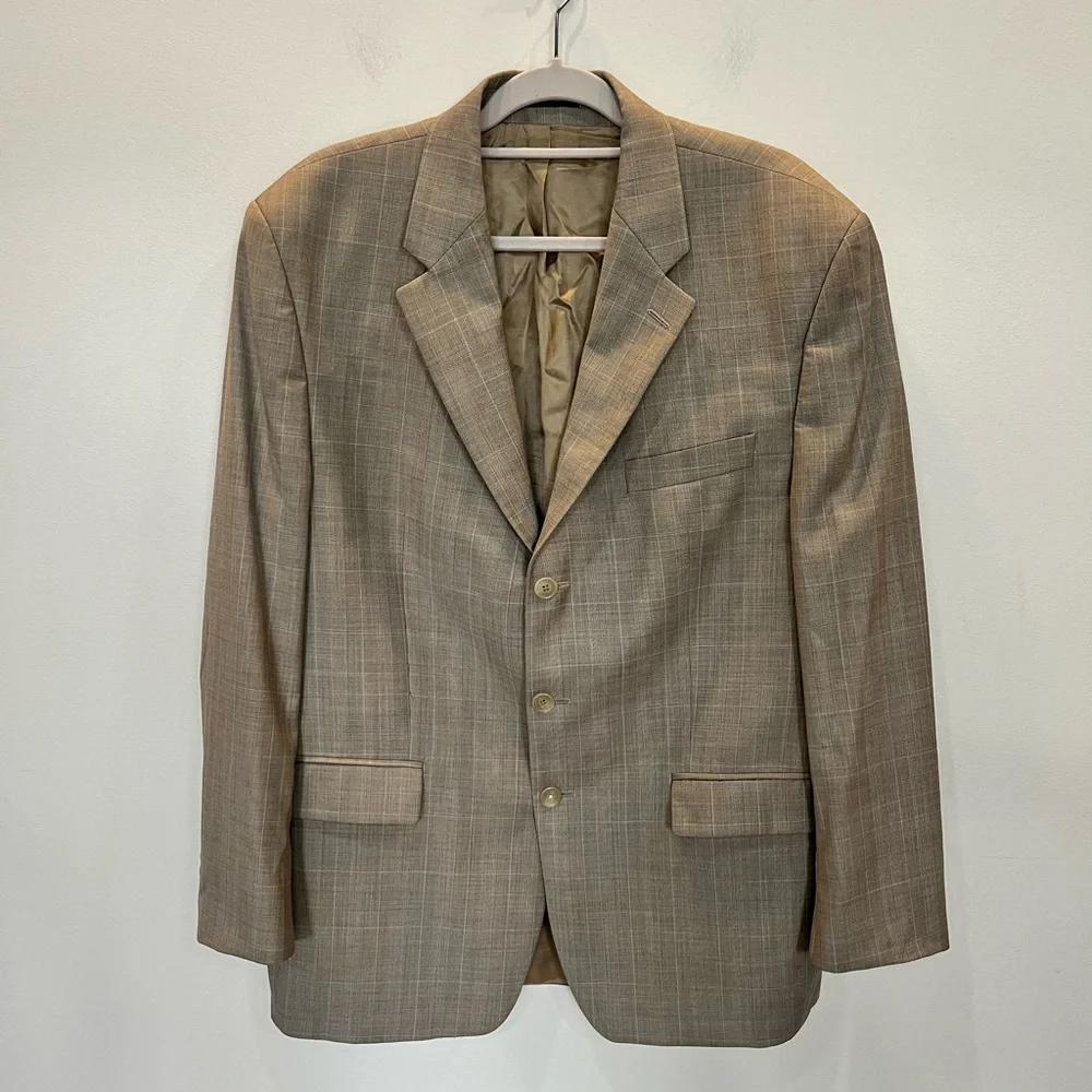 Lauren Ralph Lauren Men's Blazer Sport Coat 3 Button Tan Size 44R 100% Wool